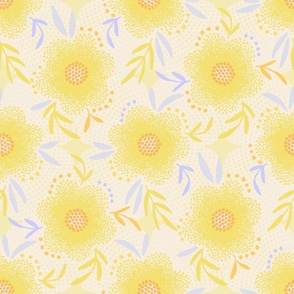 70s Scandi floral soft yellow