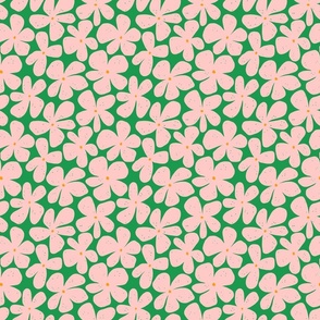 Groovy flowers in green and pink - small scale