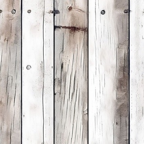 Vertical Planks of Barnwood White Brown Aged Distressed Wallpaper