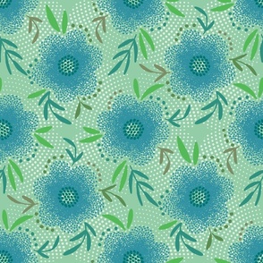 70s Scandi floral green 