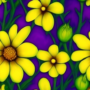 Yellow Petals on Purple