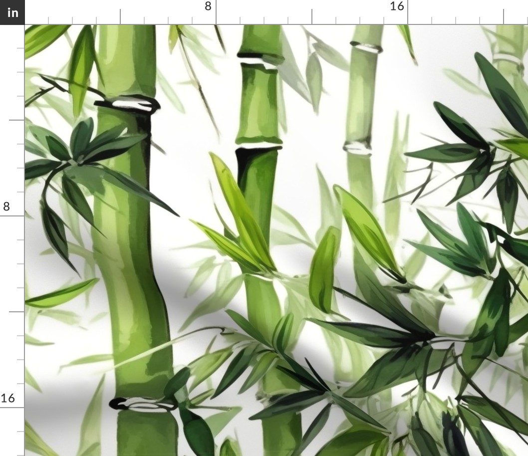 Tall Watercolored Bamboo Jungle Simple on White Wallpaper