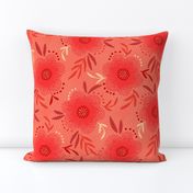 70s Scandi floral red vermilion