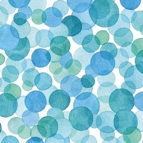 Green, Blue and Turquoise Watercolor Circles