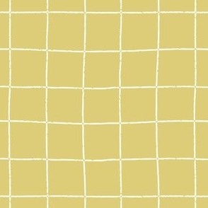 Hand-drawn Windowpane Check - Muted Gold Yellow || Textured Classic Grid 