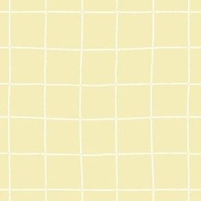 Hand-drawn Windowpane Check - Butter Yellow || Textured Grid 