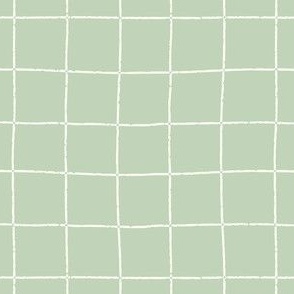 Hand-drawn Windowpane Check - Pastel Green || Textured Classic Grid 