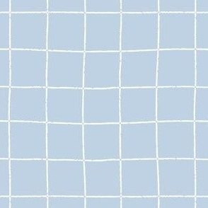 Hand-drawn Windowpane Check - Baby Blue || Textured Classic Grid 