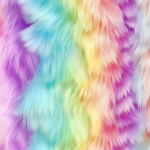 Pastel Soft Long Faux Fur in Rainbow Colors