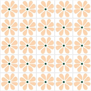 Yellow Daisy Flowers Geometric Watercolor Tiles