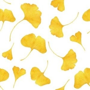 Yellow Ginkgo Biloba Leaves | Watercolor Botanical Pattern | Hand Painted 