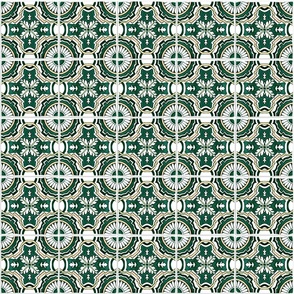 Green Emerald Circles Watercolor Mediterranean Tiles