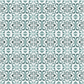 Lacy Floral Lacy Green Emerald Watercolor Mediterranean Tiles