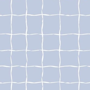 Hand drawn windowpane grid squares white lines on periwinkle blue purple