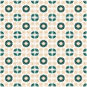 Yellow and Green Emerald Floral  Lace Watercolor Mediterranean Tiles