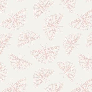 Tossed hand drawn light pink butterflies on ivory // Small