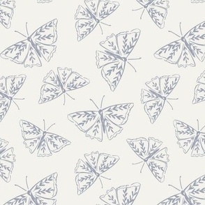 Tossed hand drawn muted purple butterflies on ivory // Small