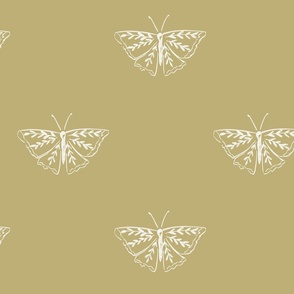 Hand drawn simple butterflies on yellow ochre // Large