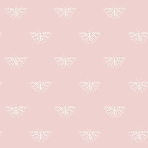 Hand drawn simple butterflies on light pink // Small