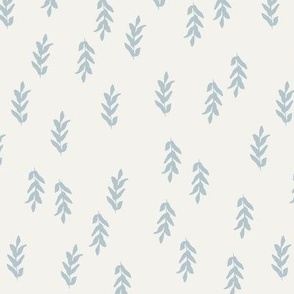 Light blue leaves on ivory two directional wallpaper // Small