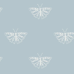 Hand drawn simple butterflies on blue // Large