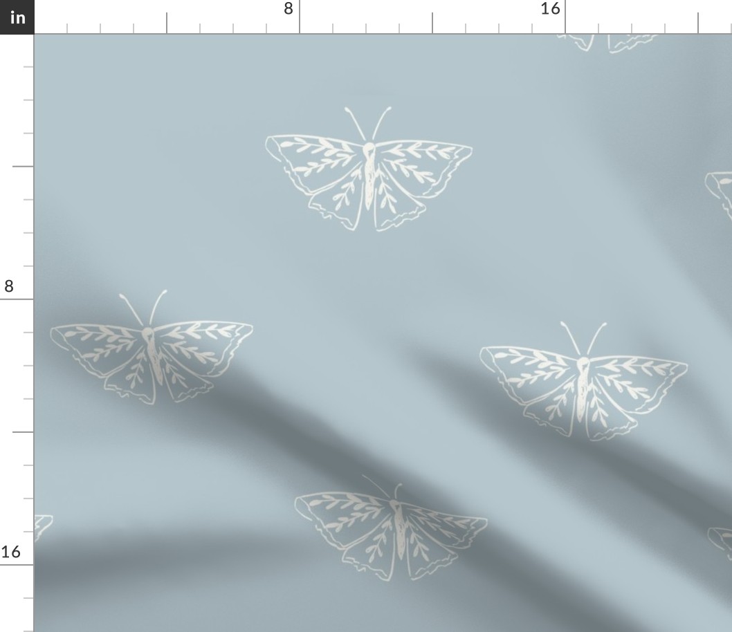 Hand drawn simple butterflies on blue // Large