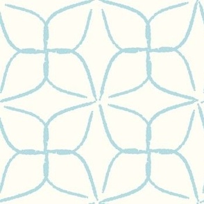 Geometric retro circles blue on ivory