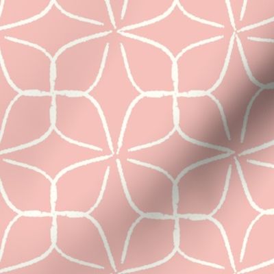 Geometric retro circles ivory on pink wallpaper 