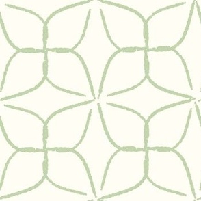 Geometric retro circles green on ivory 