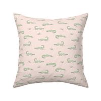 Green baby alligators on blush pink for baby girl nursery decor // Small