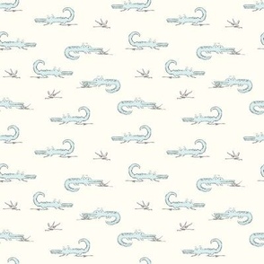 Baby blue alligators on ivory for little boy nursery decor // XSmall