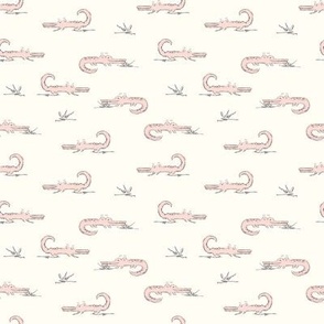 Pink baby alligators on ivory for little girls nursery decor // XSmall