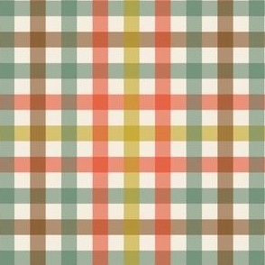 Retro Plaid - Thanksgiving Fall Colors - Green + Orange + Red