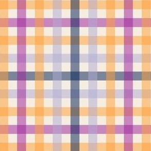 Retro Plaid - Bright Purple + Orange + Navy Blue