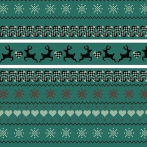 Reindeer Christmas Sweater in Emerald Green, Black, and Red