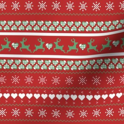 Reindeer Christmas Sweater in Red, White, and Green
