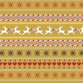 Reindeer Christmas Sweater in Yellow, Red, and White