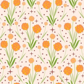 Sweet Orange Allium Dreams on Peach Background: Medium