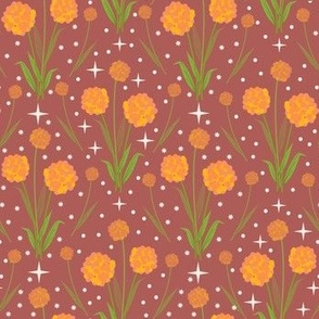 Sweet Orange Allium Dreams on Rust Background: Small