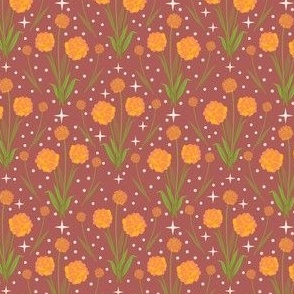 Sweet Orange Allium Dreams on Rust Background: Extra Small