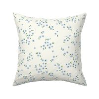 Meadow in Full Bloom – Baby Blue on Cream on Vanilla Cream || Non-Directional Scattered Ditsy Flowers | Large