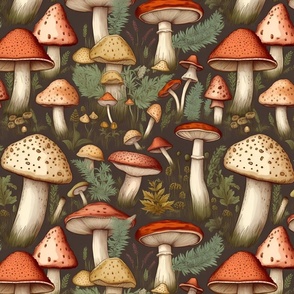 Vintage Mushroom Botanical