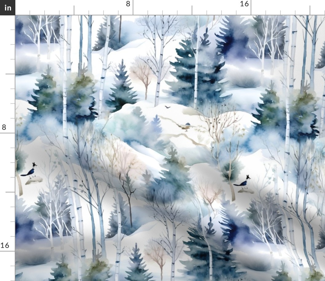 Watercolor Winter Wonderland- Bluejay