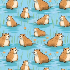 Capybara Pool Party