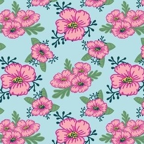 Pretty in Pink on a Teal Background
