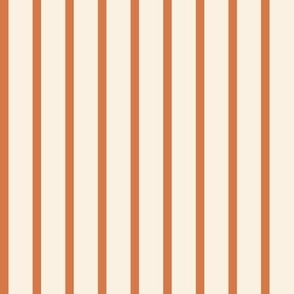 Summer Fall Meadow Thin Stripes - Coral Orange on Cream