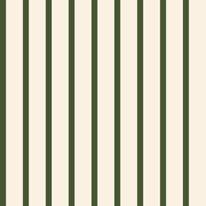 Summer Fall Meadow Thin Stripes - Dark Green on Cream