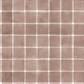 Redend Point Window pane Check Gingham - Small Scale - Soft Blush Orange Taupe Beige Warm Neutral