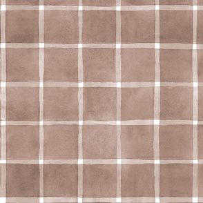 Redend Point Window pane Check Gingham - Large Scale - Soft Blush Orange Taupe Beige Warm Neutral