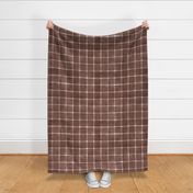Russet Brown Window pane Check Gingham - Large Scale - Warm Neutral Burnt Umber Sepia